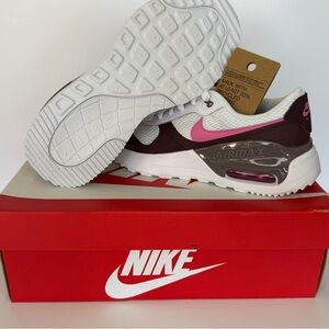 Nike Air Max in White and Burgundy with Pink Accents 7y 8.5/9 women’s